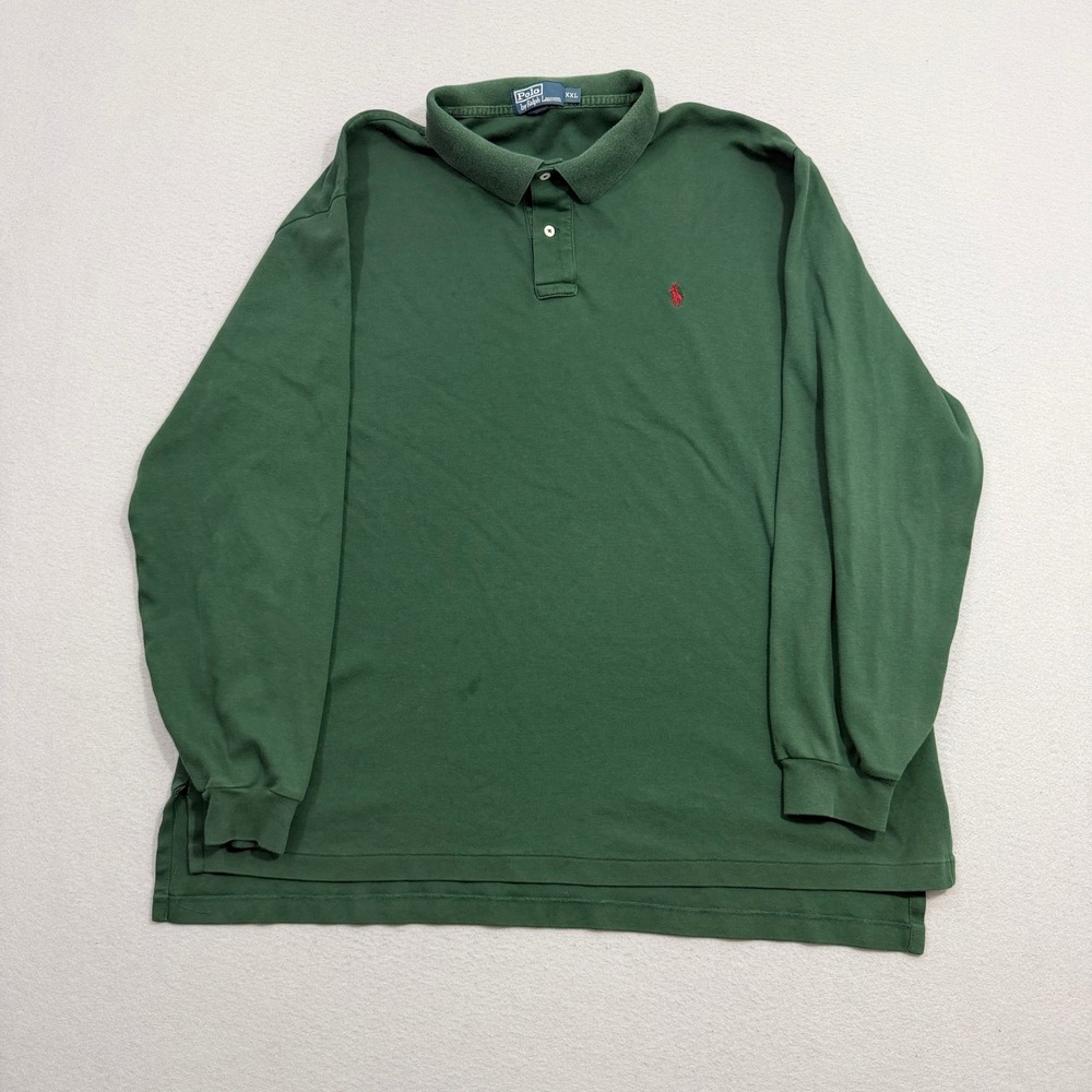 Polo Ralph Lauren Shirt Men XXL Green Long Sleeve Shirt Classic Pony Logo Rugby